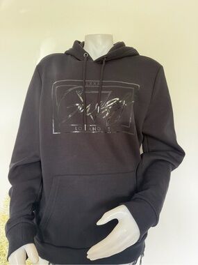 Guess Black Pullover Hoodie with Gloss Logo - Men